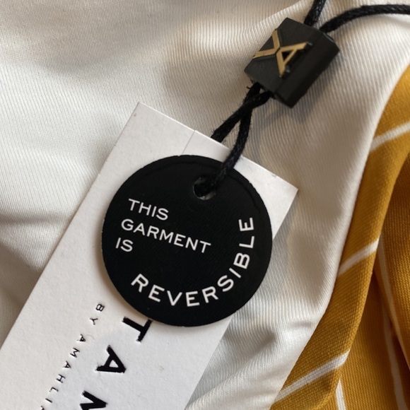 Vitamin A yellow striped reversible Luciana full coverage bottom small NWT - Picture 5 of 7